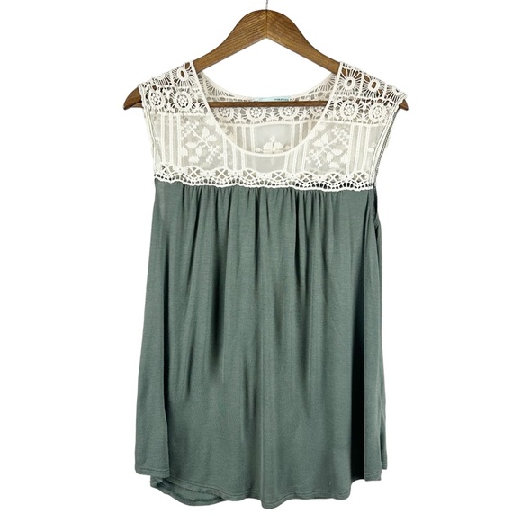 Maurices Tops - Maurices Crochet Lace Green Button Back Tank Size Large